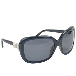 Chanel OverSized Black Sunglasses with Little White Bow in Case